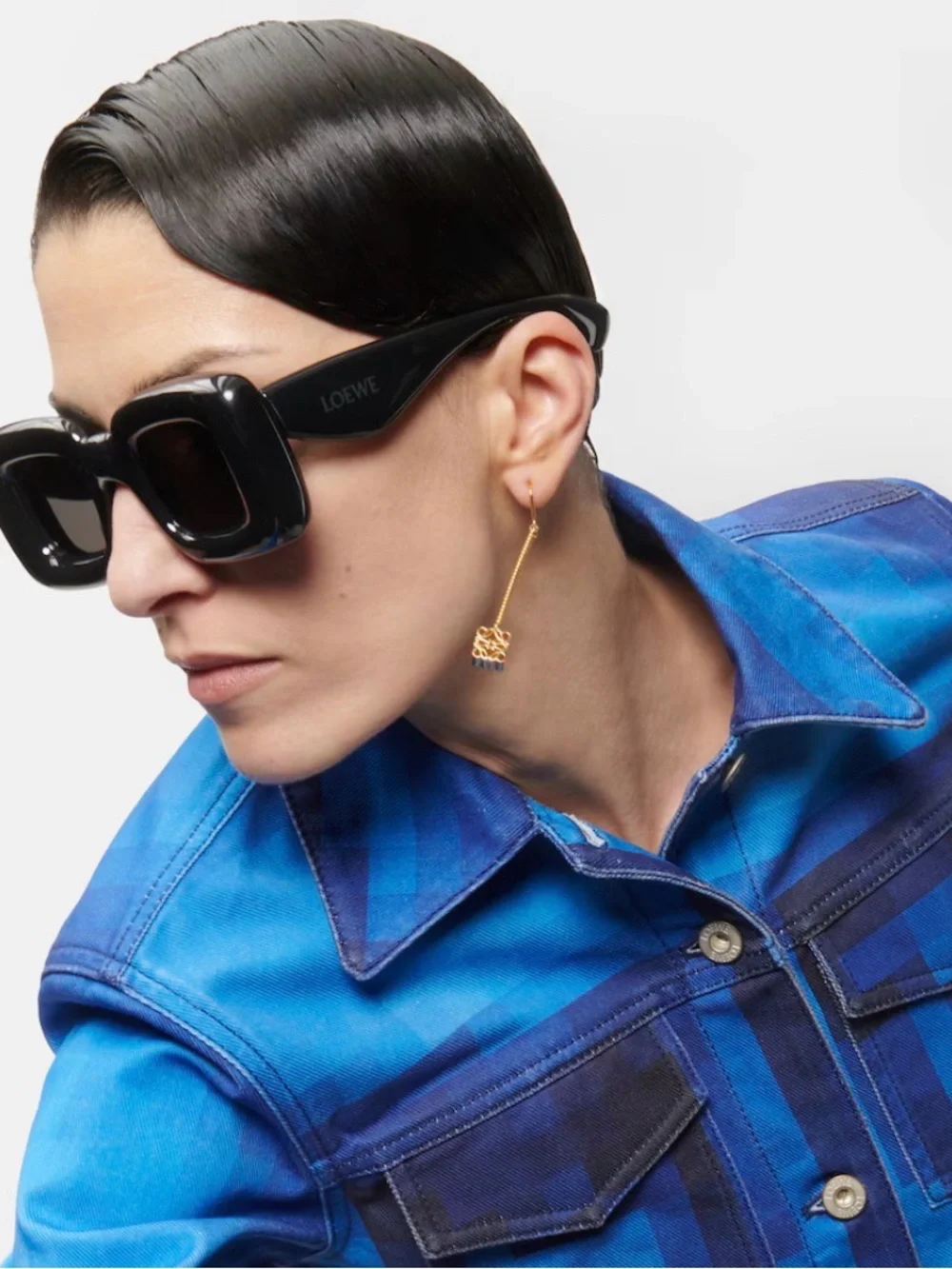 Loewe inflated rectangular black sunglasses